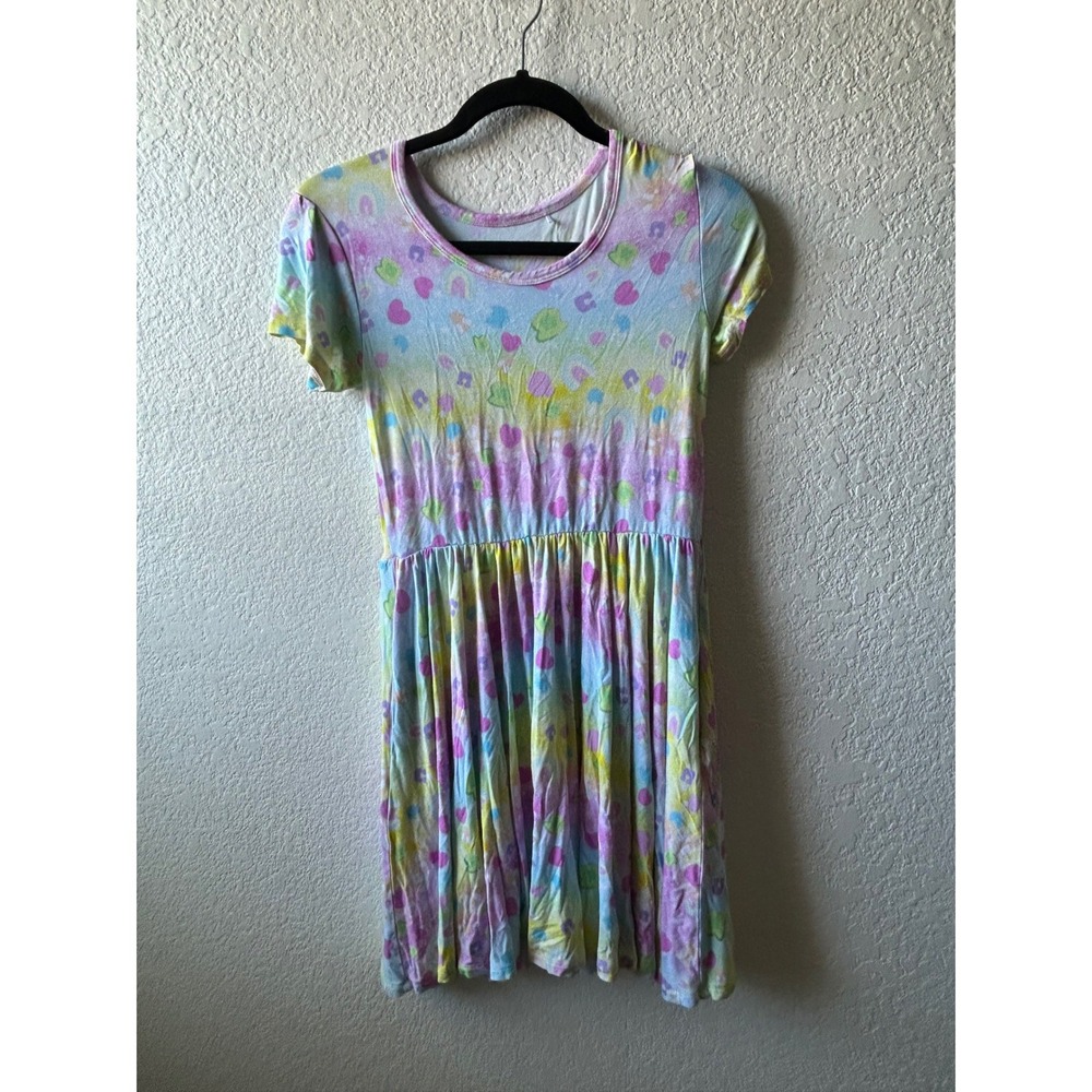 Poppy Sage Pastel Rainbow Heart Lucky Charm Bamboo‎ Twirl Dress Pockets 9/10